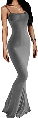 Women's Casual Lounge Slip Long Dress Sexy Sleeveless Backless Bodycon Maxi Dresses 2023 Summer Slim Elegant