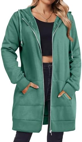 Zip Up Hoodies For Women Long Sleeve Oversized Sweatshirts Casual Lightweight Fleece Jackets With Pockets