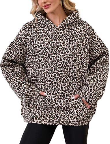 Womens Camo Hoodies Maple Leaf Print Oversized Hooded Sweatshirt Fleece Pullover Sweatshirts Long Sleeve with Pocket