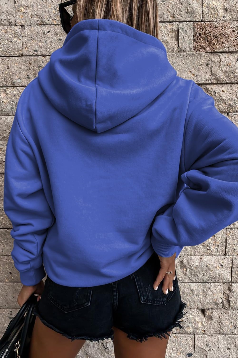 Women's Casual Hoodies Long Sleeve Solid Lightweight Pullover Tops Loose Sweatshirt with Pocket