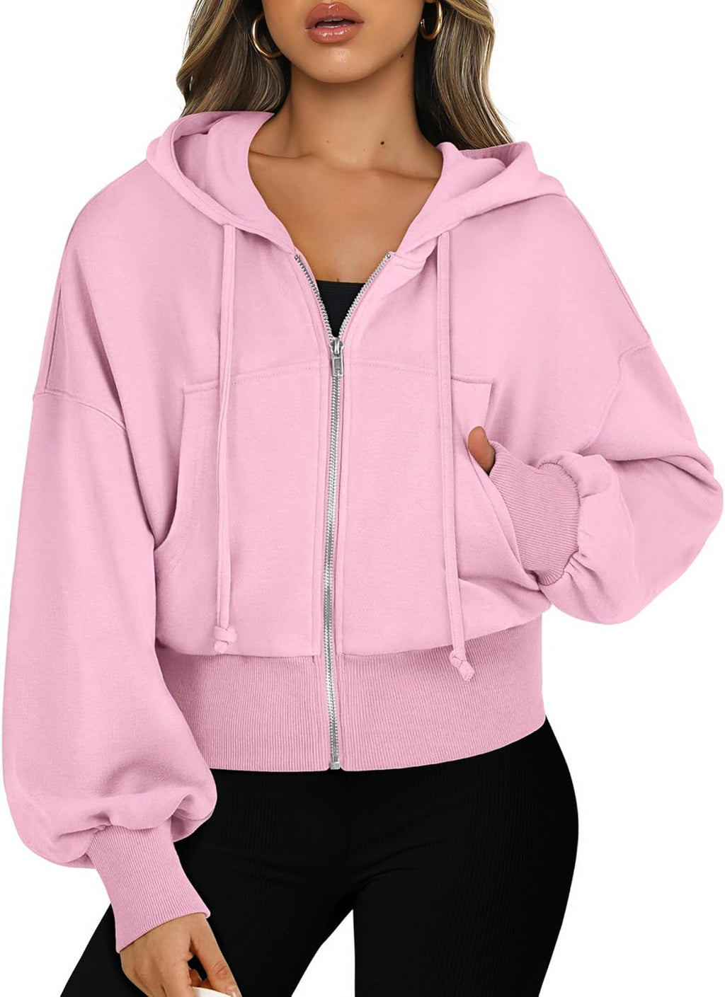 Womens Zip Up Hoodies Cropped Sweatshirts Casual Comfy Cute Zip Jackets Fashion Trendy Fall Outfits 2025 Y2K Clothes