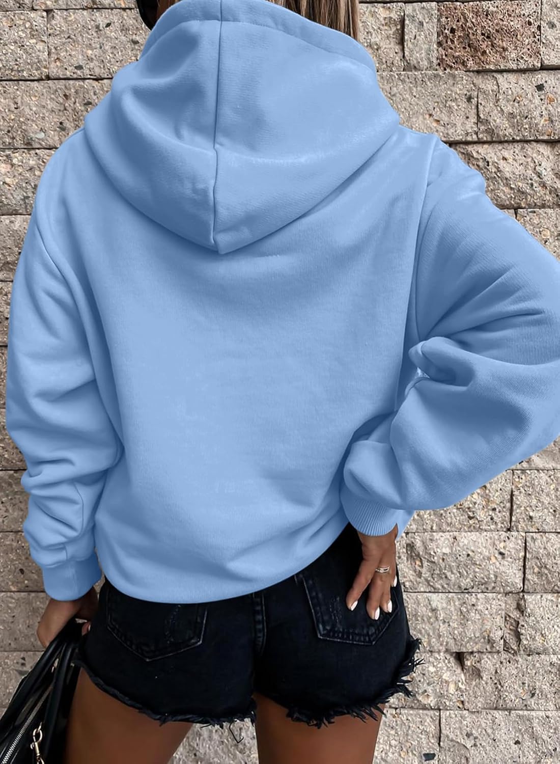 Women's Casual Hoodies Long Sleeve Solid Lightweight Pullover Tops Loose Sweatshirt with Pocket