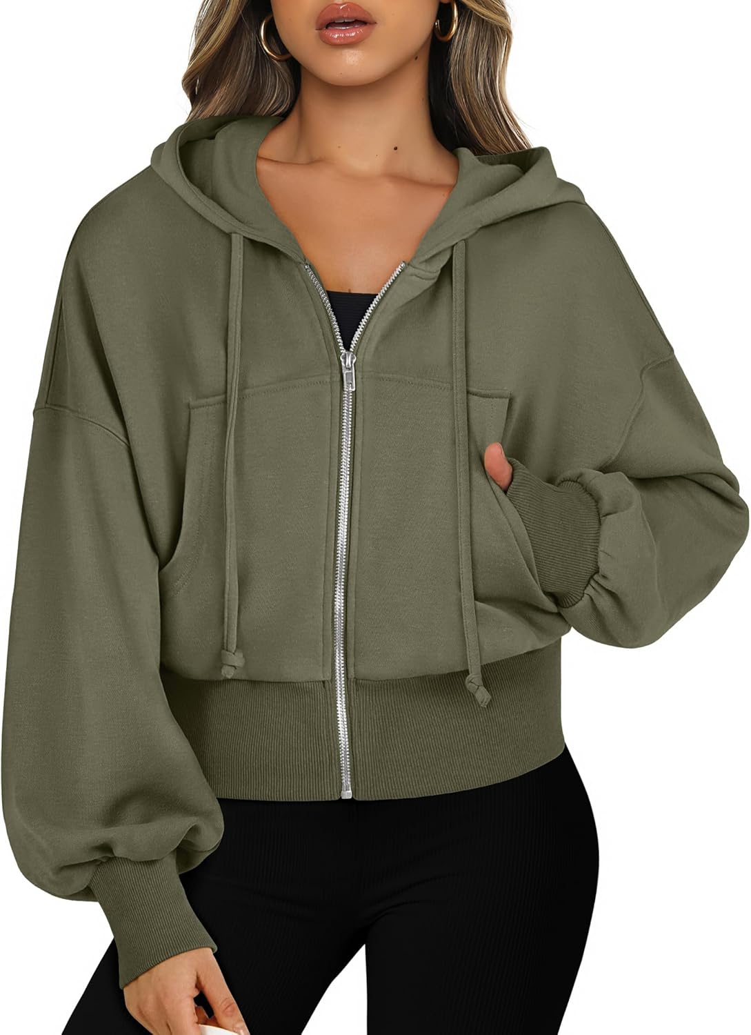 Womens Zip Up Hoodies Cropped Sweatshirts Casual Comfy Cute Zip Jackets Fashion Trendy Fall Outfits 2025 Y2K Clothes