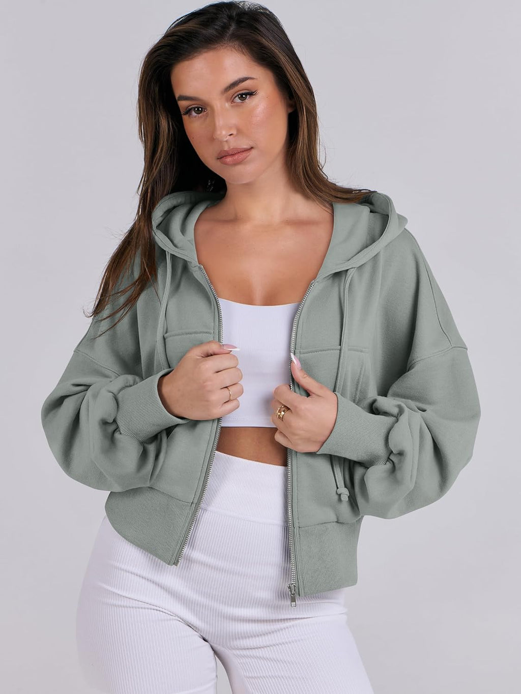 Womens Zip Up Hoodies Cropped Sweatshirts Casual Comfy Cute Zip Jackets Fashion Trendy Fall Outfits 2025 Y2K Clothes