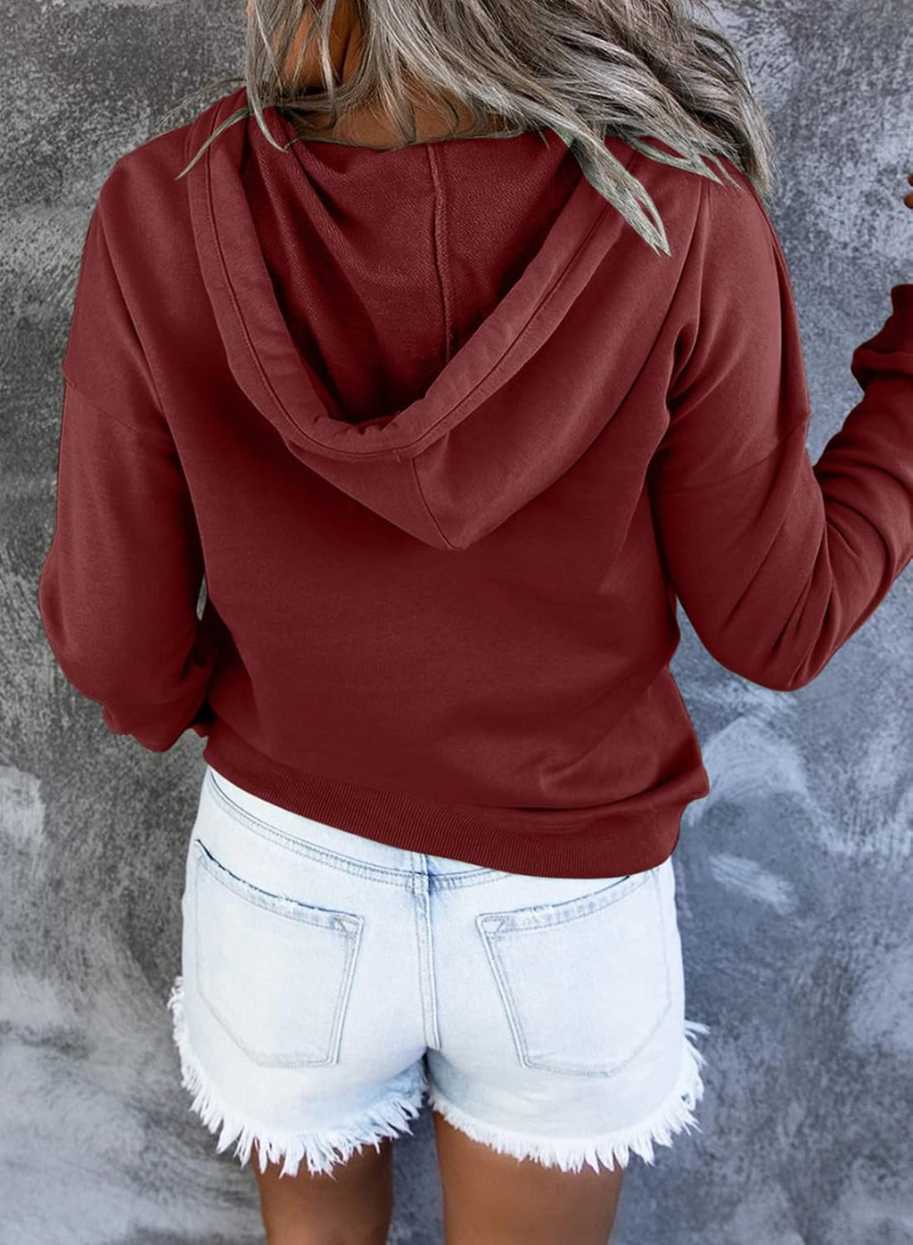 Women's Casual Hoodies Long Sleeve Solid Lightweight Pullover Tops Loose Sweatshirt with Pocket