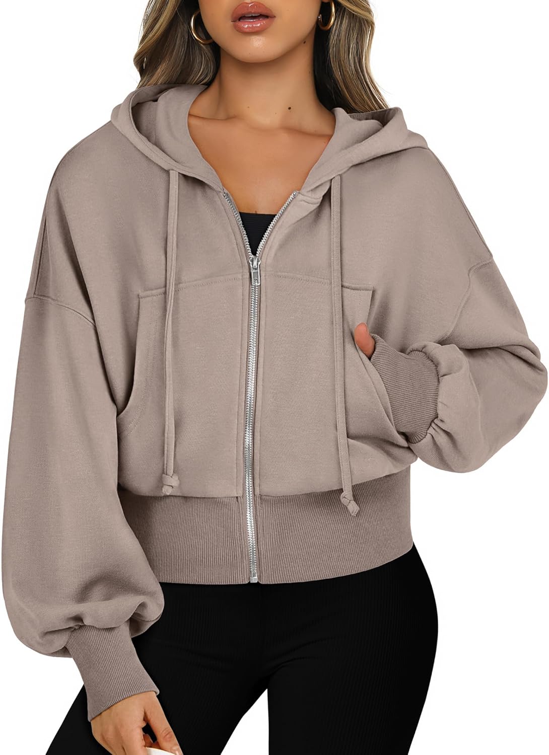 Womens Zip Up Hoodies Cropped Sweatshirts Casual Comfy Cute Zip Jackets Fashion Trendy Fall Outfits 2025 Y2K Clothes