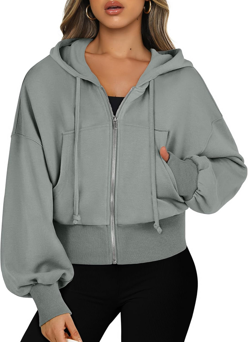 Womens Zip Up Hoodies Cropped Sweatshirts Casual Comfy Cute Zip Jackets Fashion Trendy Fall Outfits 2025 Y2K Clothes