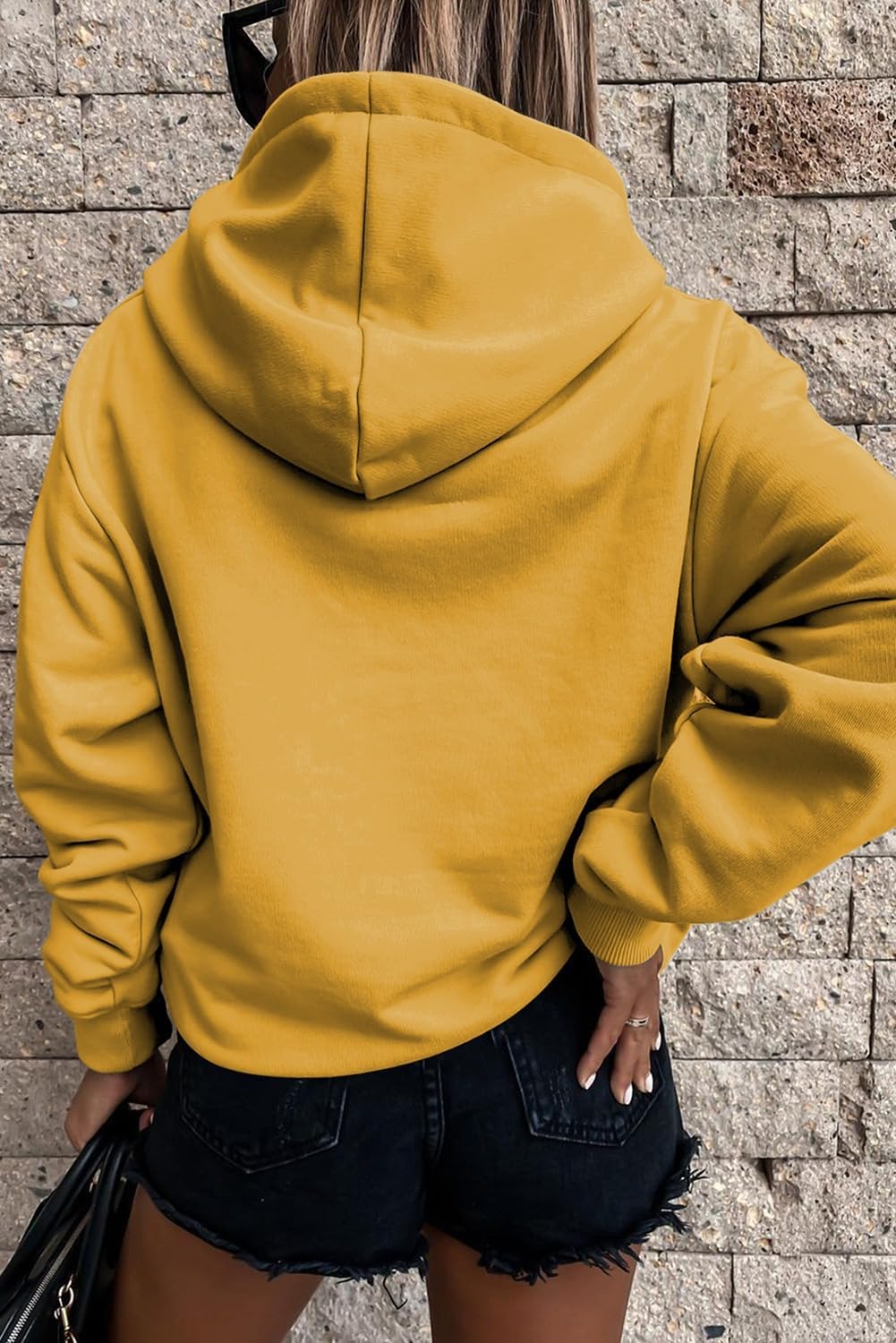 Women's Casual Hoodies Long Sleeve Solid Lightweight Pullover Tops Loose Sweatshirt with Pocket