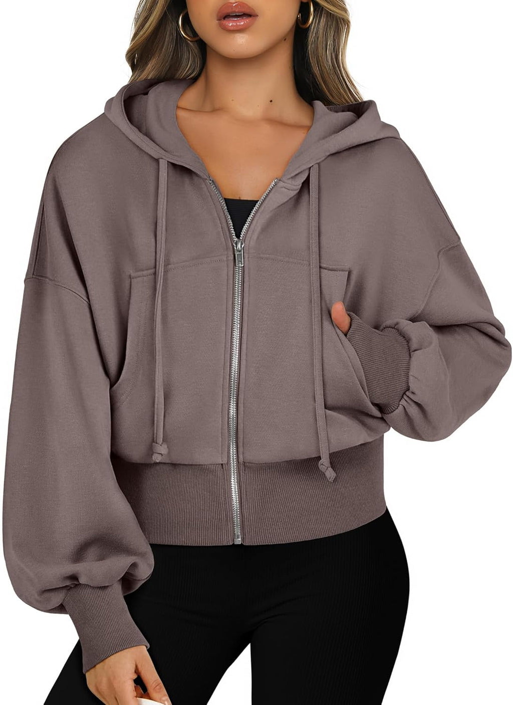 Womens Zip Up Hoodies Cropped Sweatshirts Casual Comfy Cute Zip Jackets Fashion Trendy Fall Outfits 2025 Y2K Clothes