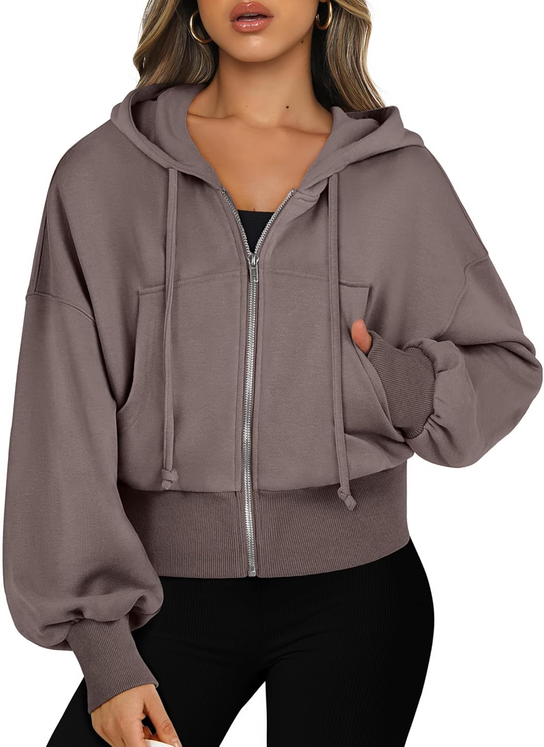 Womens Zip Up Hoodies Cropped Sweatshirts Casual Comfy Cute Zip Jackets Fashion Trendy Fall Outfits 2025 Y2K Clothes
