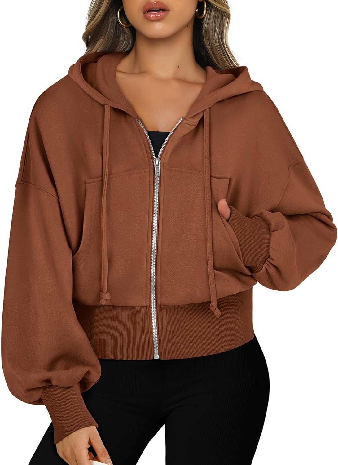 Womens Zip Up Hoodies Cropped Sweatshirts Casual Comfy Cute Zip Jackets Fashion Trendy Fall Outfits 2025 Y2K Clothes