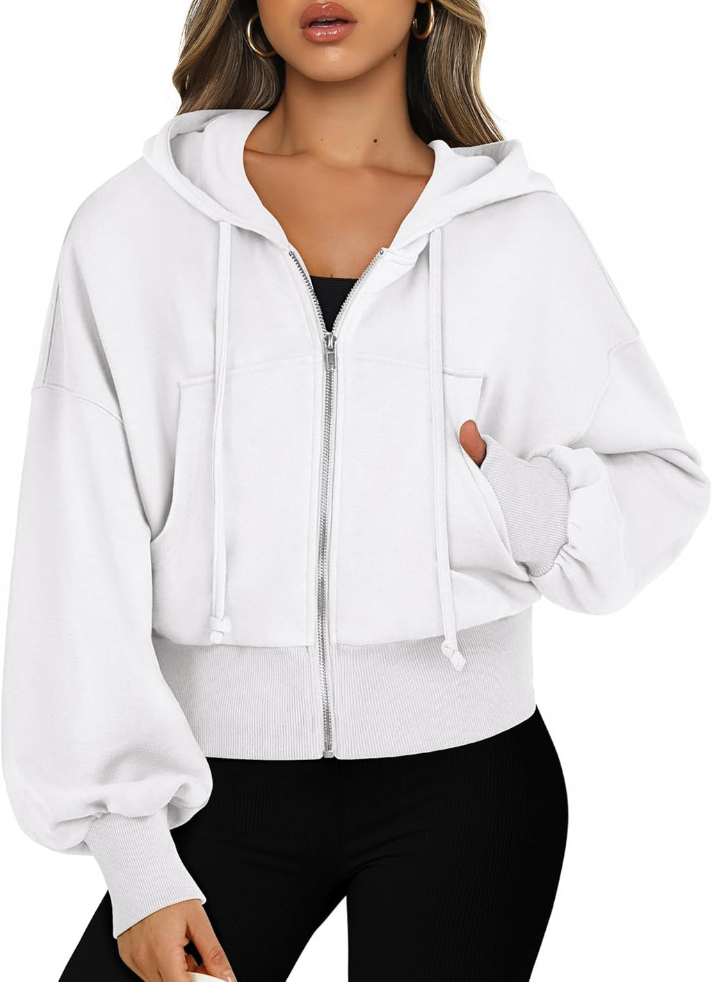 Womens Zip Up Hoodies Cropped Sweatshirts Casual Comfy Cute Zip Jackets Fashion Trendy Fall Outfits 2025 Y2K Clothes