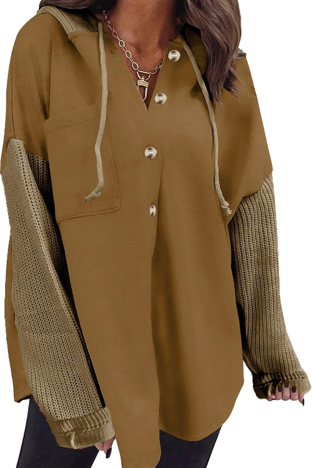 Oversized Sweatshirt for Women Loose Fit Casual Long Sleeve Button Hooded Sweatshirts Hoodies with Pocket
