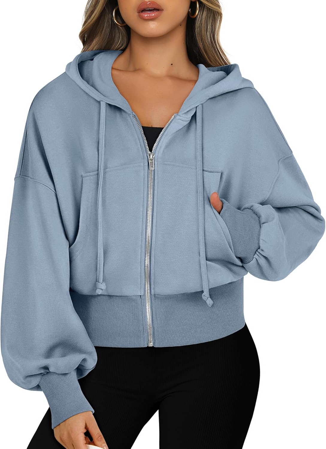 Womens Zip Up Hoodies Cropped Sweatshirts Casual Comfy Cute Zip Jackets Fashion Trendy Fall Outfits 2025 Y2K Clothes