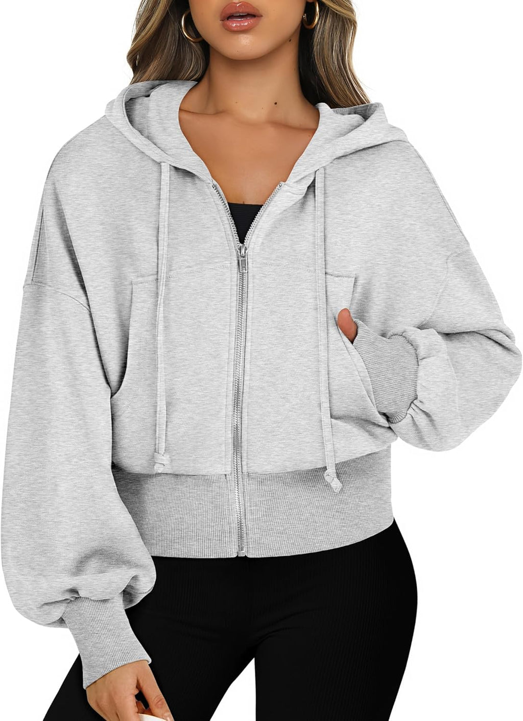 Womens Zip Up Hoodies Cropped Sweatshirts Casual Comfy Cute Zip Jackets Fashion Trendy Fall Outfits 2025 Y2K Clothes