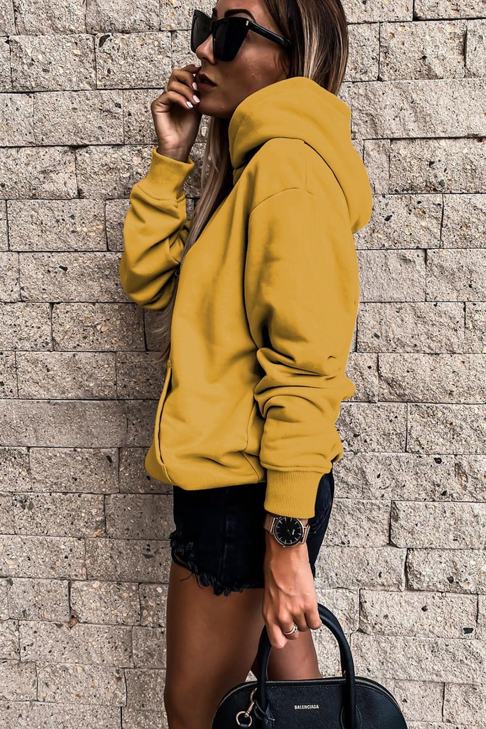 Women's Casual Hoodies Long Sleeve Solid Lightweight Pullover Tops Loose Sweatshirt with Pocket