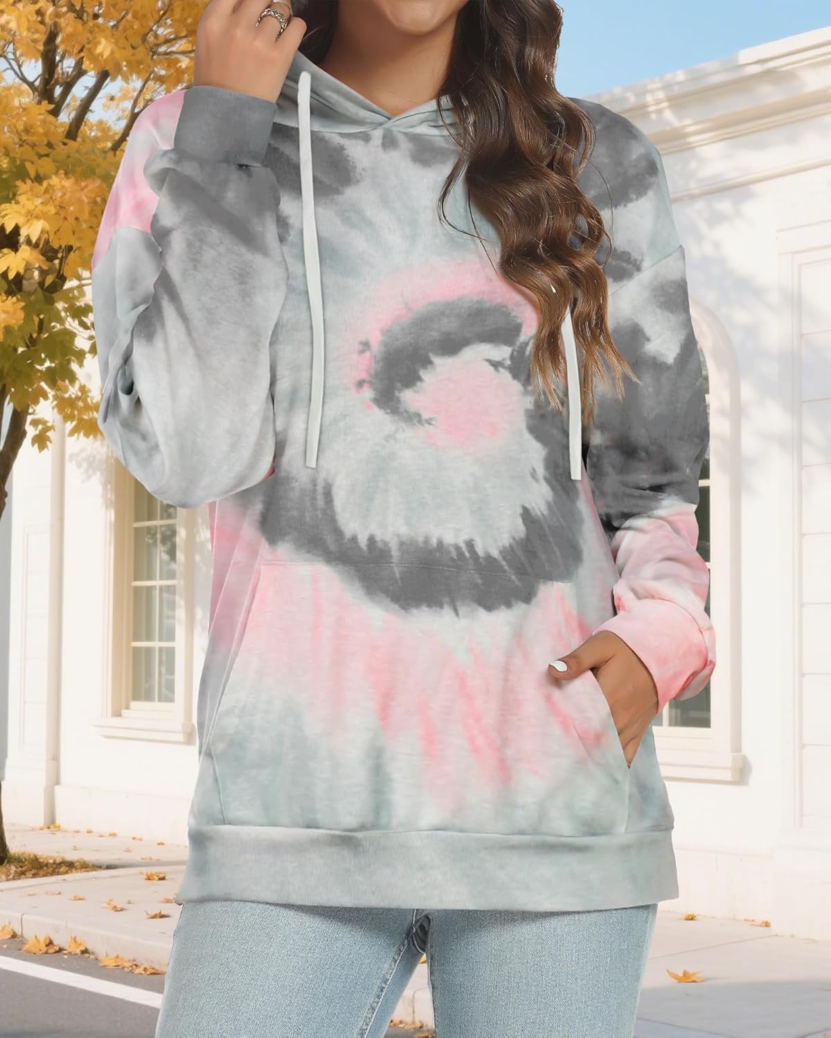 Women's Hoodies Long Sleeve Sweatshirts Drawstring Pullover Tops with Pocket Casual Loose Blouses Tunic